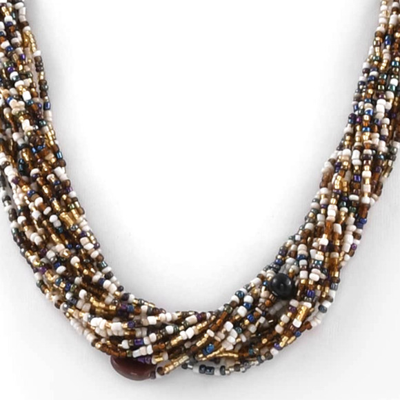 Seed Bead Necklace Bracelet & Earrings Bead Necklace Earring Multi Strand Black - Picture 2 of 6